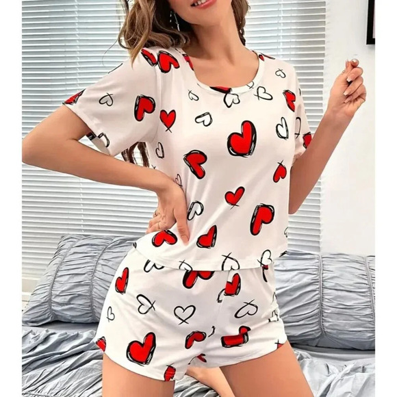Heart Print Pajama Set - Size 6 - Picture 1 of 5